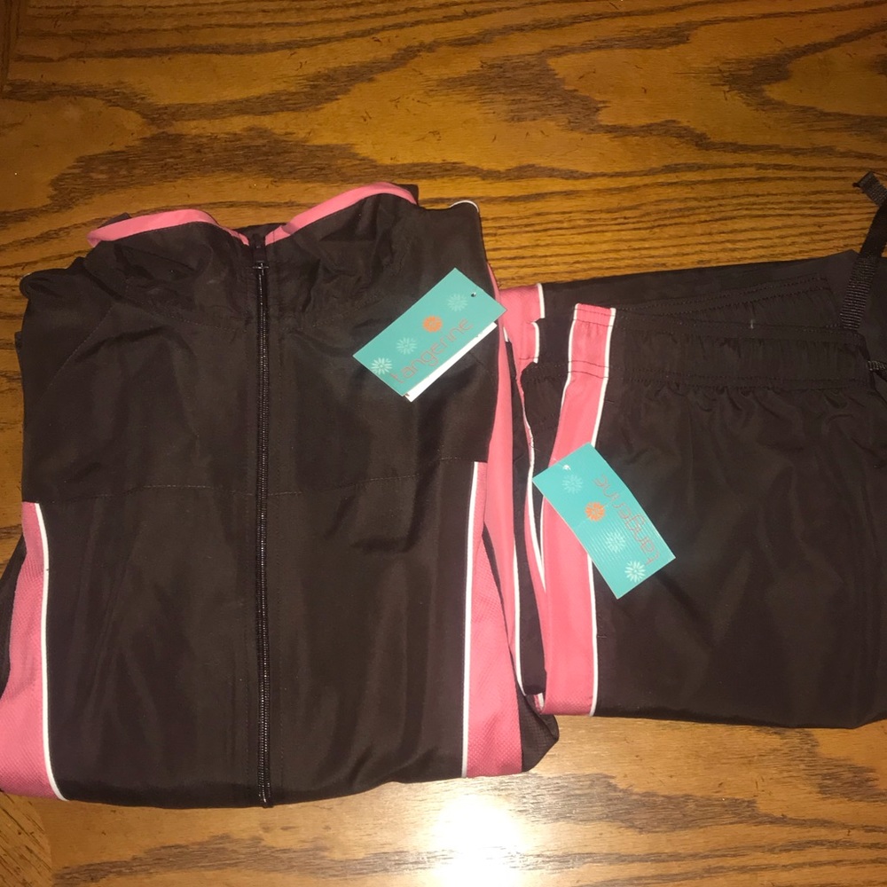 Tangerine pink/brown tracksuit
